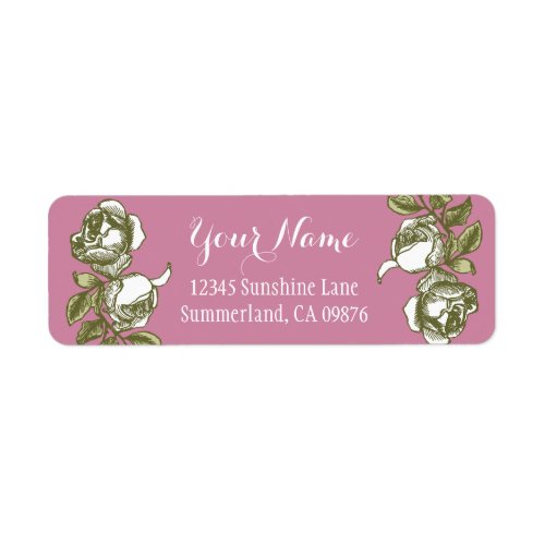Rose Etching White Golds Pink Custom Address Label