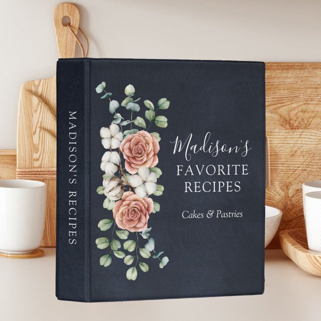 Rose Eucalyptus Floral Botanical Rustic Recipe Mini Binder (In situ)