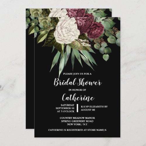 Rose eucalyptus leaves floral greenery chic invitation