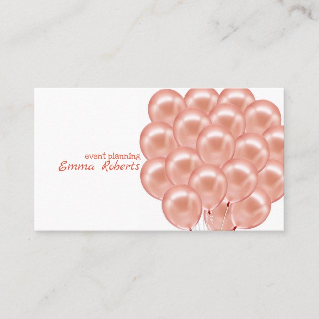 Rose Event Planning Balloons Modern Business card (Front)