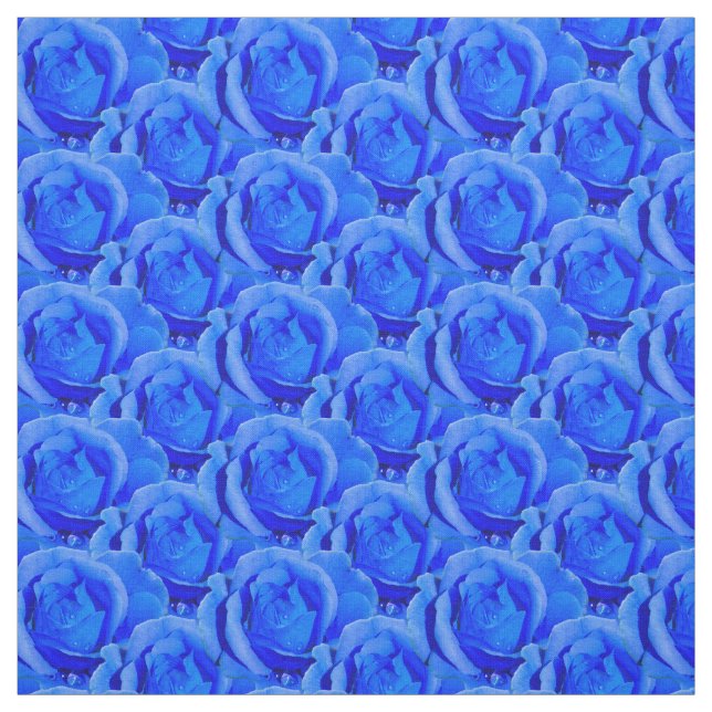 Rose Fabric Blue Rose Fabric Cotton or Poly (Swatch)