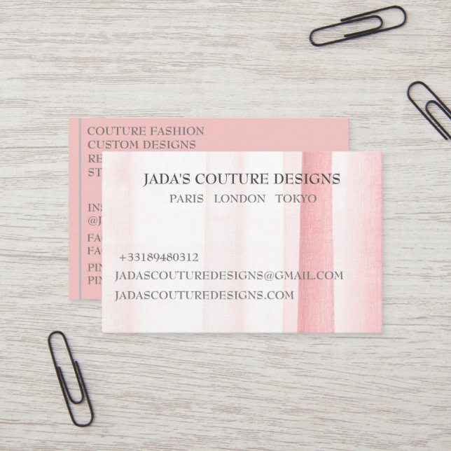 Rose Fabric designer fashion couture business card (Front/Back In Situ)