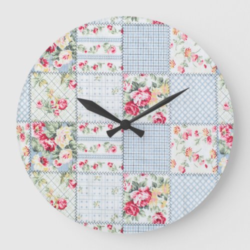 Rose Fabric Elegant Background Design Large Clock