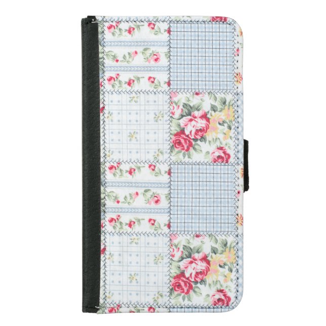 Rose Fabric: Elegant Background Design Samsung Galaxy Wallet Case (Front)