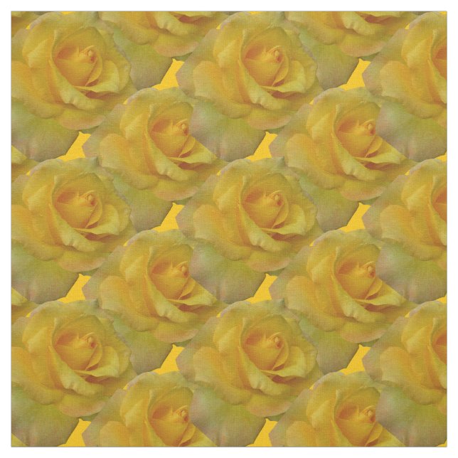 Rose Fabric Yellow Rose Fabric Gold Flower Fabric (Swatch)