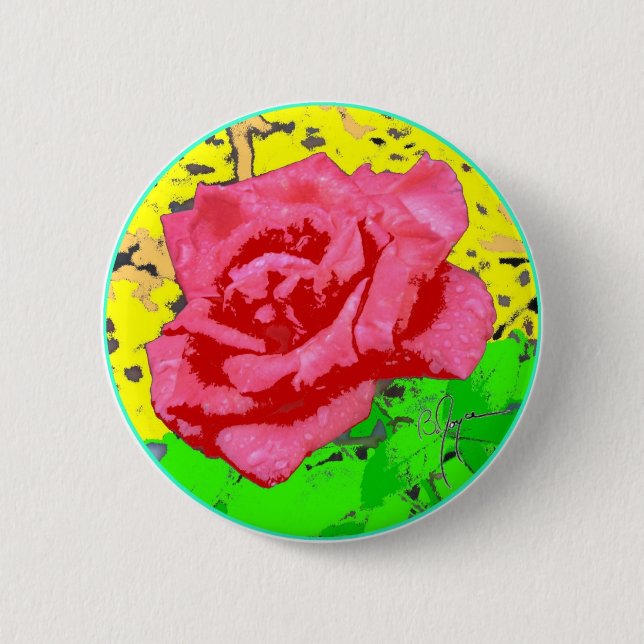 Rose Face Pinback Button (Front)