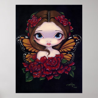 Rose Fairy ART PRINT big eye fantasy