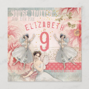 Rose Fairy Ballet Birthday Invitation
