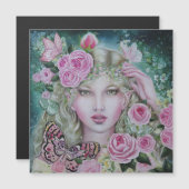 Rose fairy flat magnetic card (Front/Back)