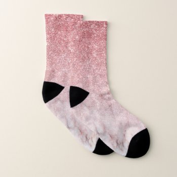 Rose Faux Glitter And Marble 1 Socks by steelmoment at Zazzle