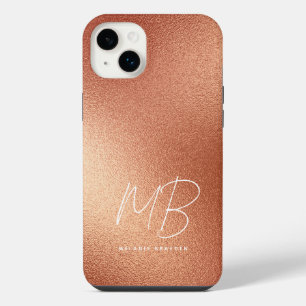 Rose Faux Gold Foil Minimalist Two Monogram Name iPhone 14 Plus Case