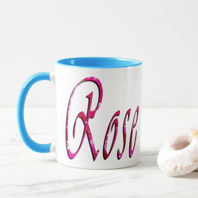 Rose Female Name Logo, Mug (With Donut)
