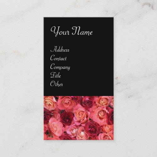 ROSE FIELD bright vibrant  red  pink black Business Card