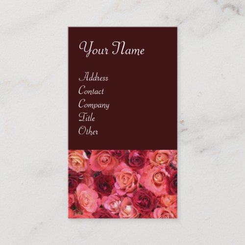 ROSE FIELD bright vibrant  red  pink brown Business Card