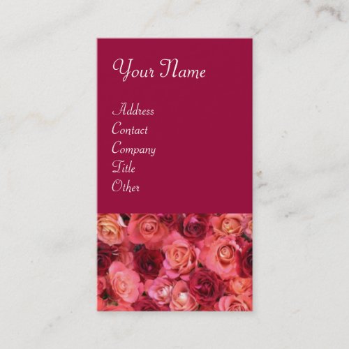 ROSE FIELD bright vibrant  red  pink Business Card