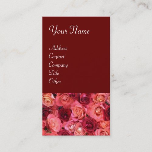 ROSE FIELD bright vibrant  red  pink Business Card