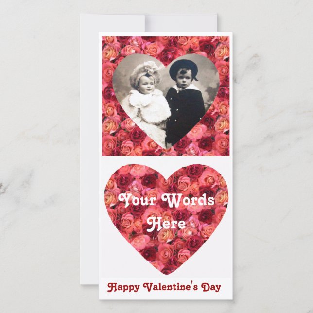 ROSE FIELD ,bright vibrant  red  pink Holiday Card (Front)