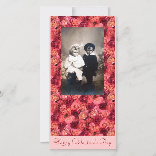 ROSE FIELD bright vibrant  red  pink Holiday Card