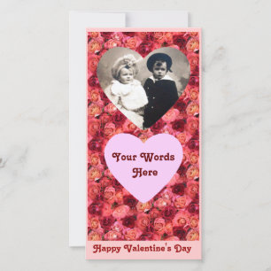 ROSE FIELD ,bright vibrant  red  pink Holiday Card