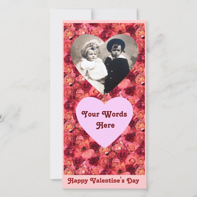 ROSE FIELD ,bright vibrant  red  pink Holiday Card (Front)