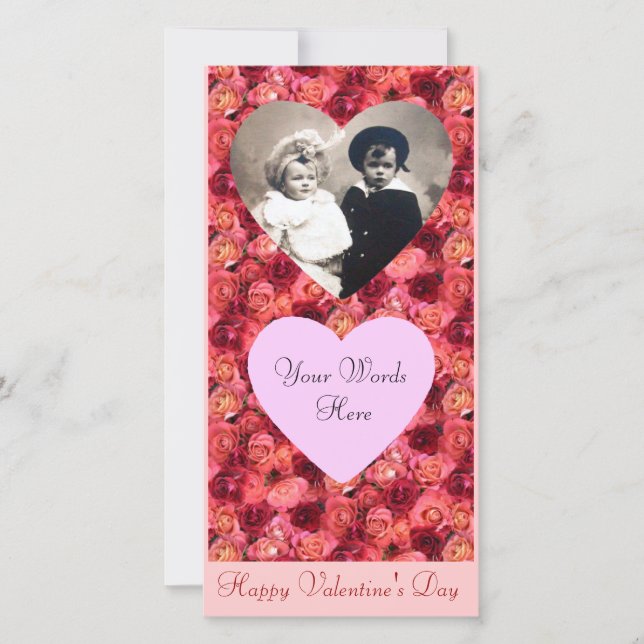 ROSE FIELD ,bright vibrant  red  pink Holiday Card (Front)