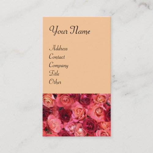 ROSE FIELD bright vibrant  red  pink light orange Business Card