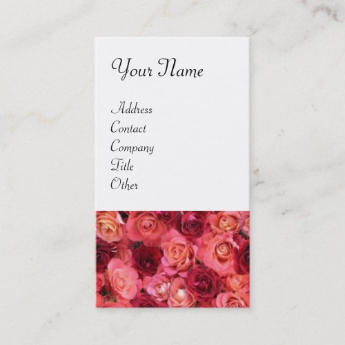ROSE FIELD bright vibrant  red  pink white Business Card