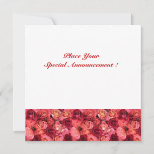 ROSE FIELD MONOGRAM, red pink white Announcement