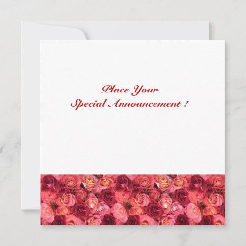 ROSE FIELD MONOGRAM red pink white Announcement