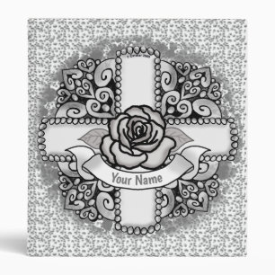 Rose Filigree Christian Cross binder