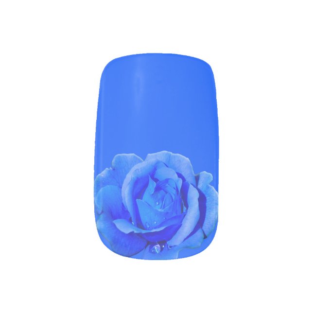 Rose Fingernail Decals Blue Rose Nail Art Decals (Left Thumb)