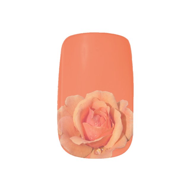 Rose Fingernail Decals Orange Rose Nail Art Decals (Left Thumb)