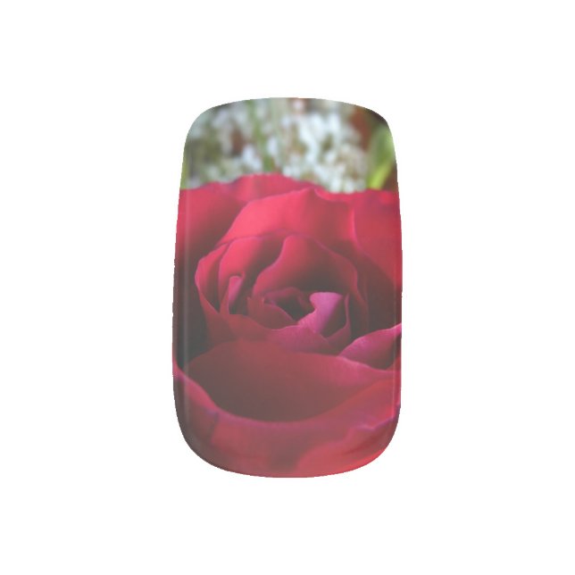 Rose Fingernail Decals Red Rose Nail Art Decals (Left Thumb)