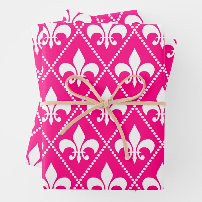 Rose Fleur de Lis Wrapping Paper Sheets (In situ)