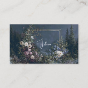 Rose Floral and Misty Forest Mountain Valley Business Card