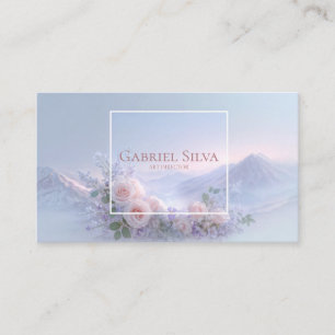 Rose Floral and Misty Mountain Twilight Business Card