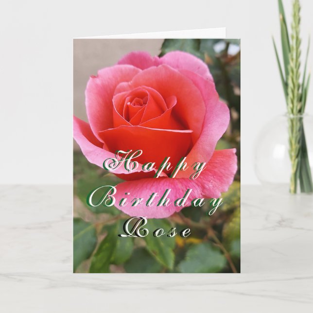 Rose Floral Birthday Customizable Card (Front)