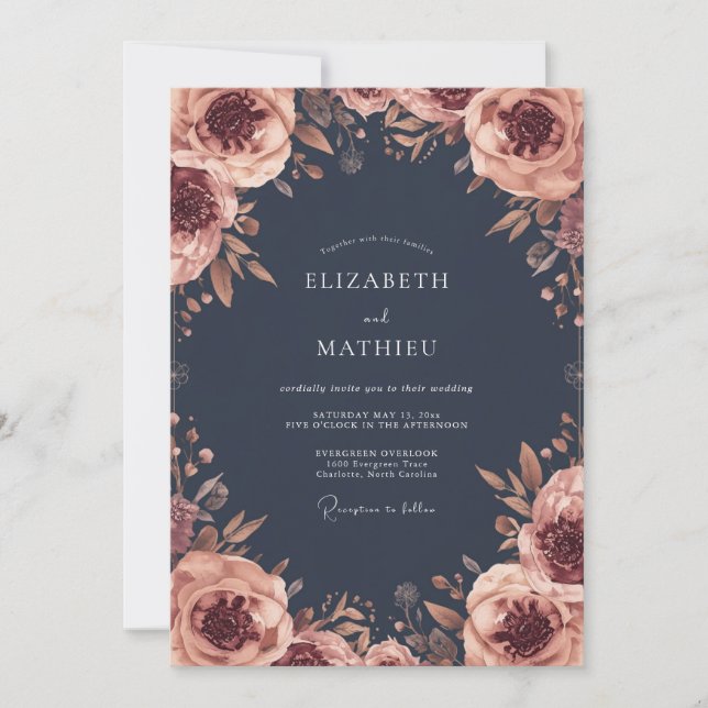Rose Floral Bloom Wedding Invitation (Front)
