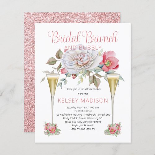 Rose Floral Blooms Bridal Brunch Bubbly Budget