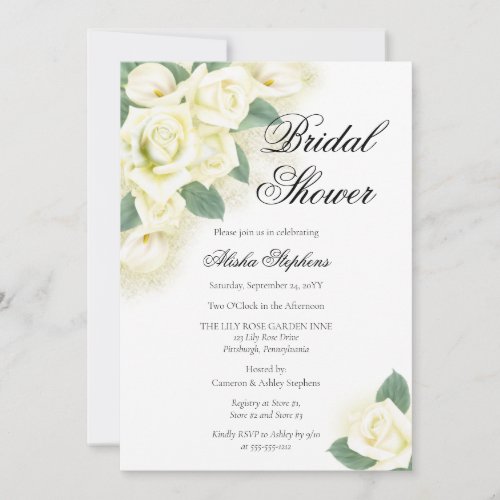 Rose Floral Bouquet Bridal Shower Invitation