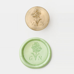 Rose Floral Couple Initials Wax Seal Stamp