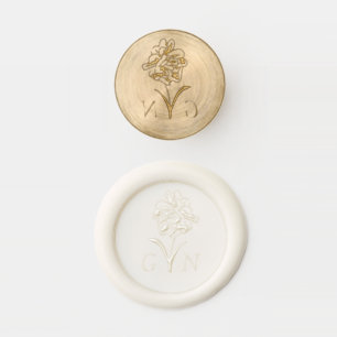 Rose Floral  Couple Initials Wax Seal Stamp