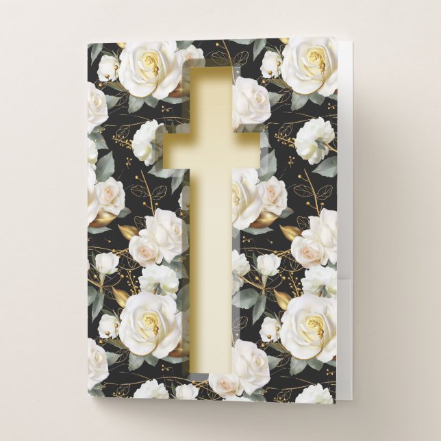 Rose Floral Cross Pocket Folder (Front)