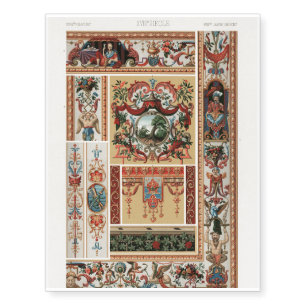Rose Floral Deco 18th Century pattern Temporary Tattoos