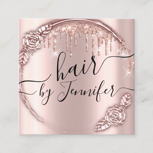 Rose Floral Drips 6 Punches Hair Lash Wax Makeup Square Business Card