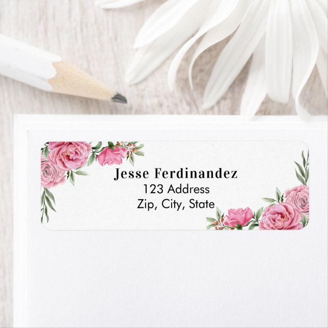Rose floral eucalyptus flower Return Address Label (Insitu)