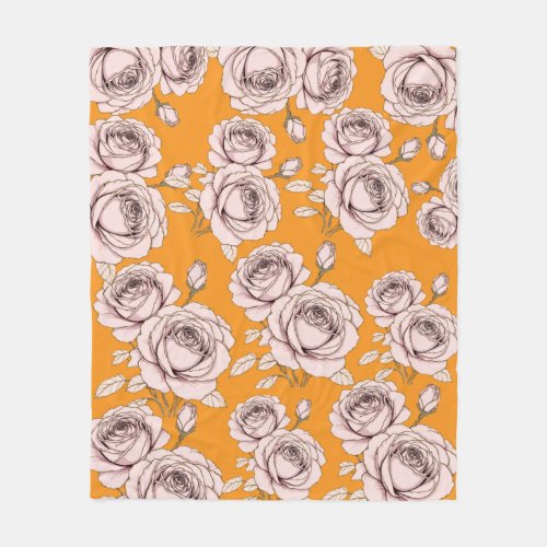 Rose Floral Fleece Blanket 