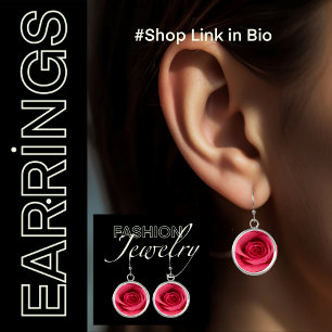 Rose Floral Flower Earrings