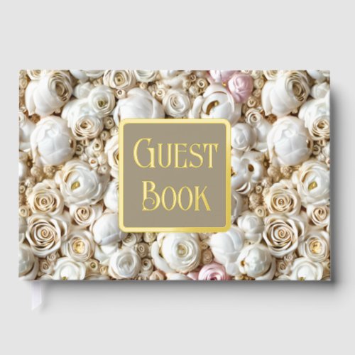 Rose floral flower pattern gold pink foil foil guest book 