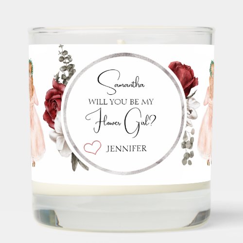 Rose floral frame flower girls watercolor  scented candle